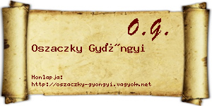Oszaczky Gyöngyi névjegykártya